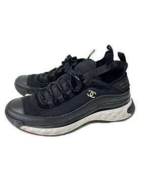 Chanel CC Logo Mixed Fiber Low Cut Sneakers